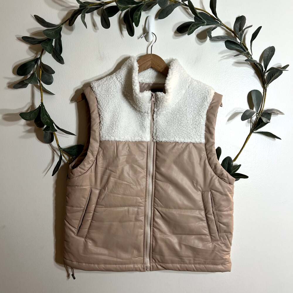 NWT Coco + Carmen Faux Leather Sherpa Vest S/M LAST CALL